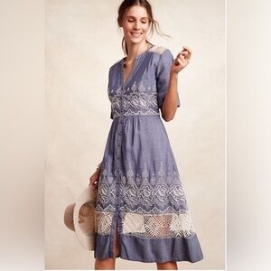 Anthropologie Moulinette Soeurs Embroidered Waters Dress